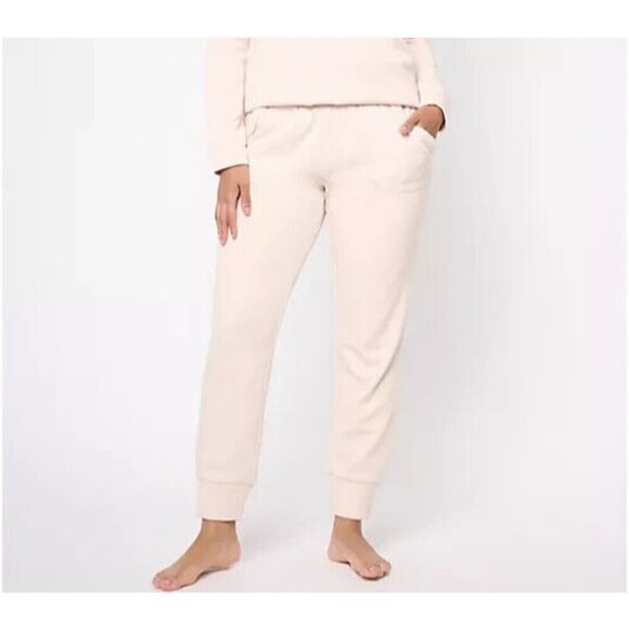 AnyBody Lounge Faux Fur Fleece Jogger Pearl,XS - Picture 1 of 1
